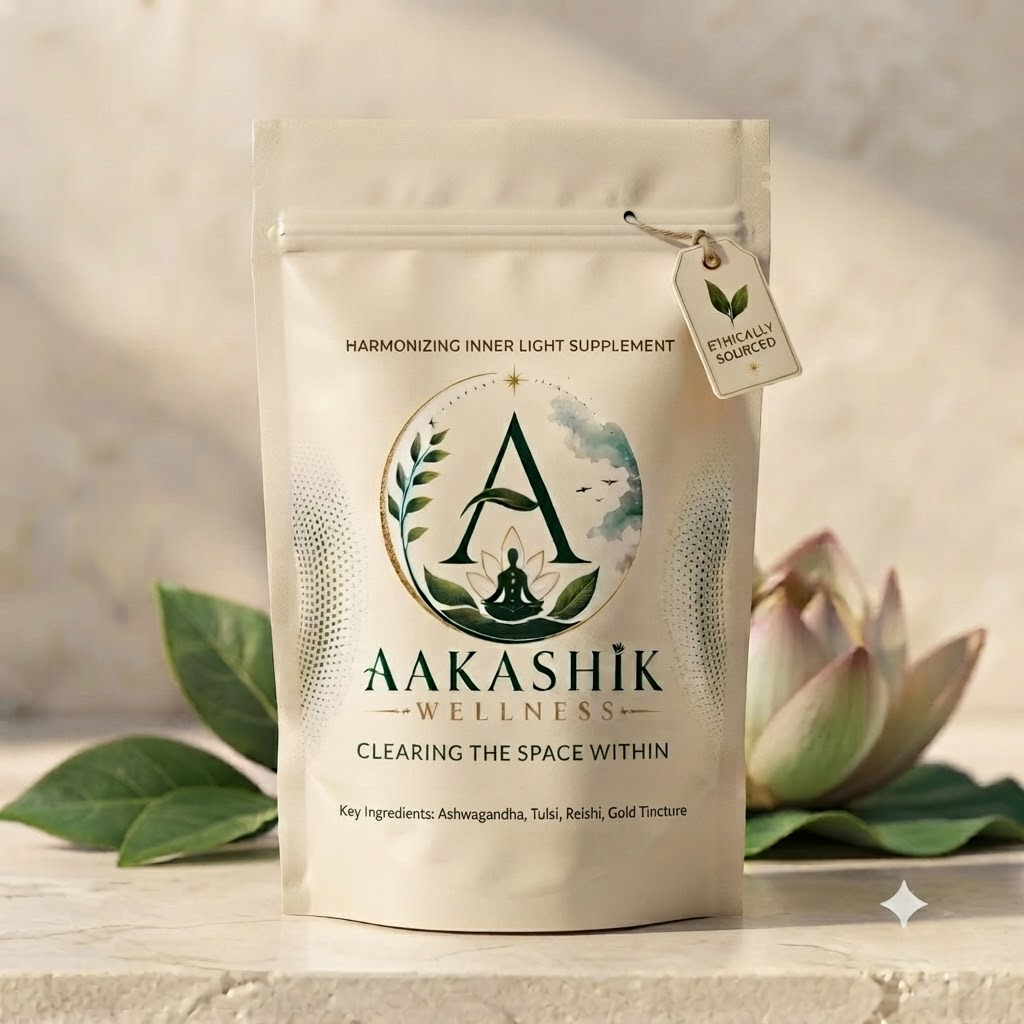 Aakashik Wellness harmonizing inner light supplement pouch with lotus and herbs